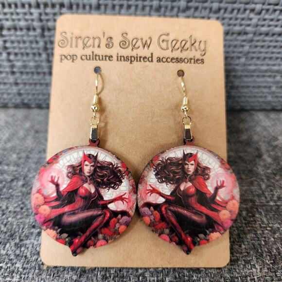 Scarlet Witch Marvel Comics Earrings - Picture 2 of 3